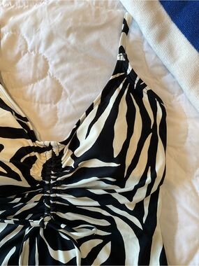 Vince Camuto Black & White Zebra-Print One-Piece Swimsuit